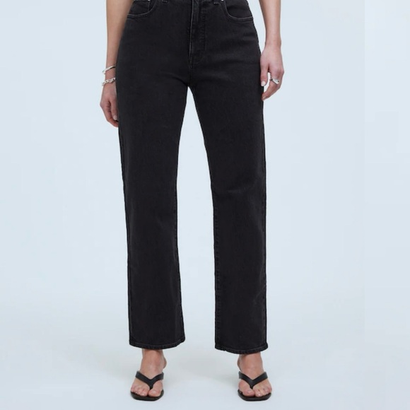 NEW Madewell Black Belmere Wash Comfort Stretch Curvy 90s Straight Jean Size 32 - Picture 2 of 10